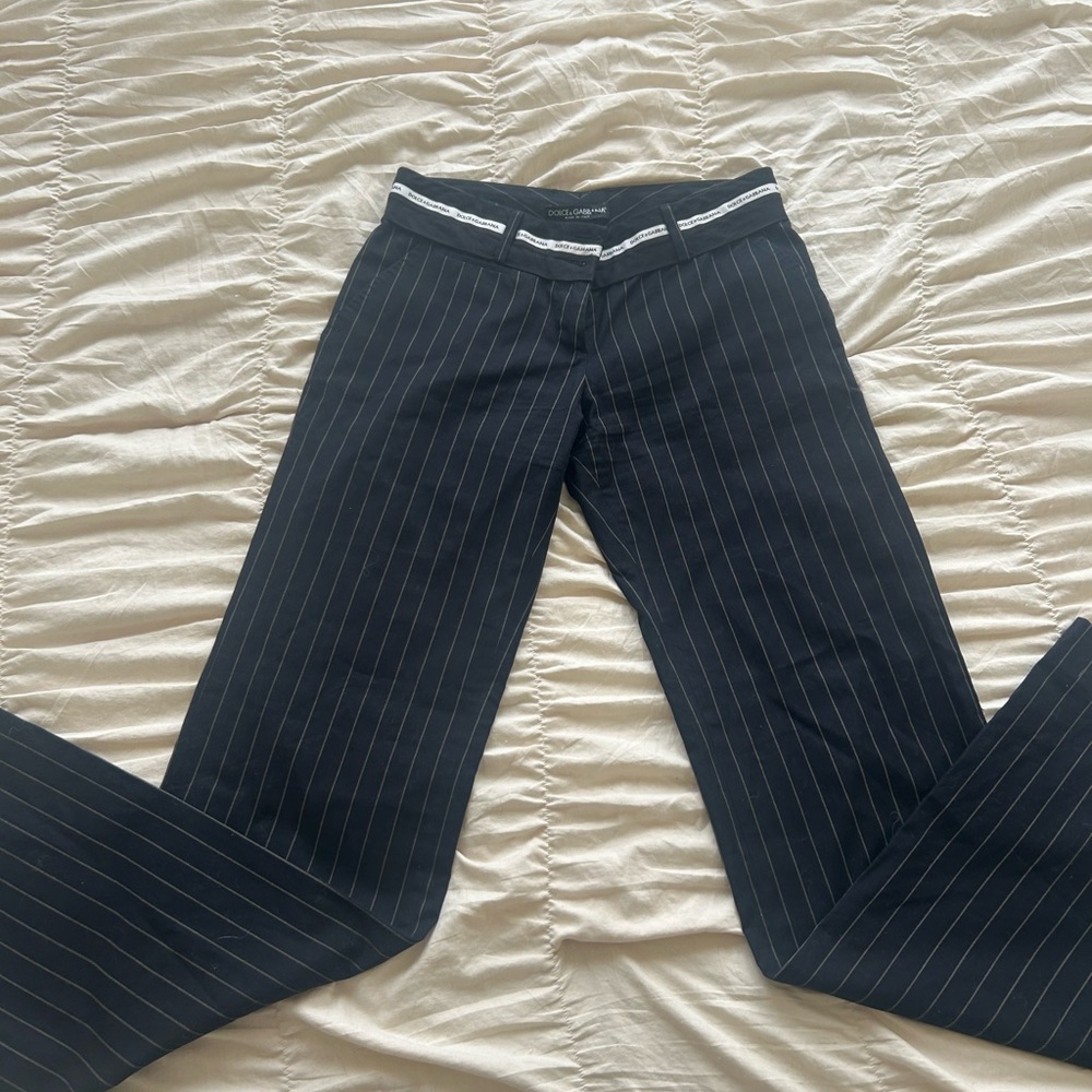 DOLCE AND GABBANA STRIPED LOW WAIST PANTS